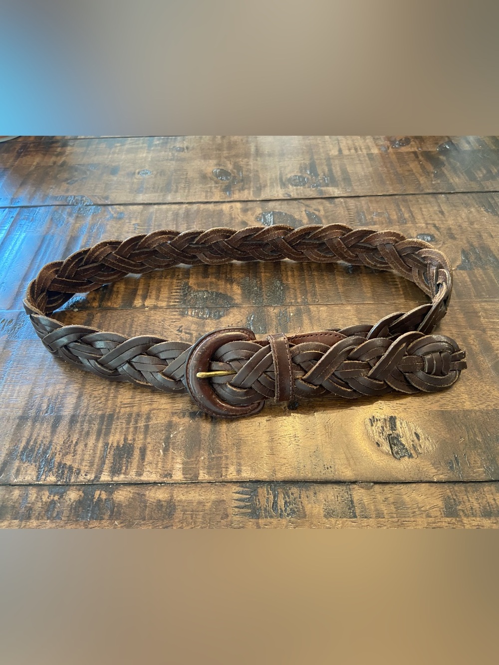 Coach Vintage Braided Leather Belt - Dark Brown with Gold Buckle size Medium